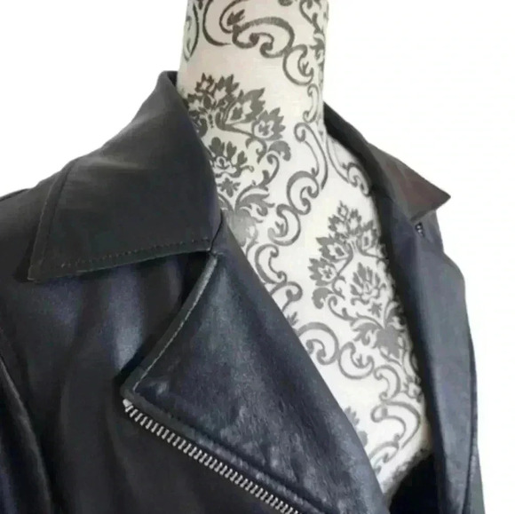 Aritzia Talula Hendrix Leather Jacket Biker  Black Silver Hardware Women's Med - Picture 9 of 16